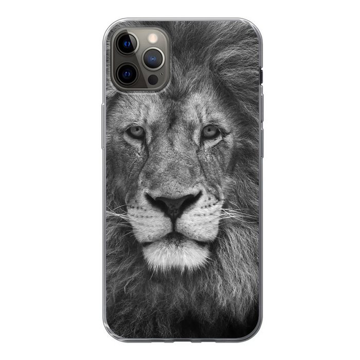 MuchoWow Handyhülle Tierprofil Persischer Löwe in schwarz und weiß Handyhülle Apple iPhone 13 Pro Max Smartphone-Bumper Print Handy