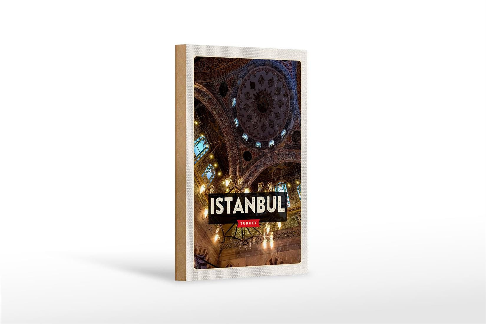 Femer GmbH Holzbild Reise 12x18 cm Retro Istanbul Turkey Großer Markt, (1 St), Glatte Holzfaserplatte (MDF), vorn beschichtet