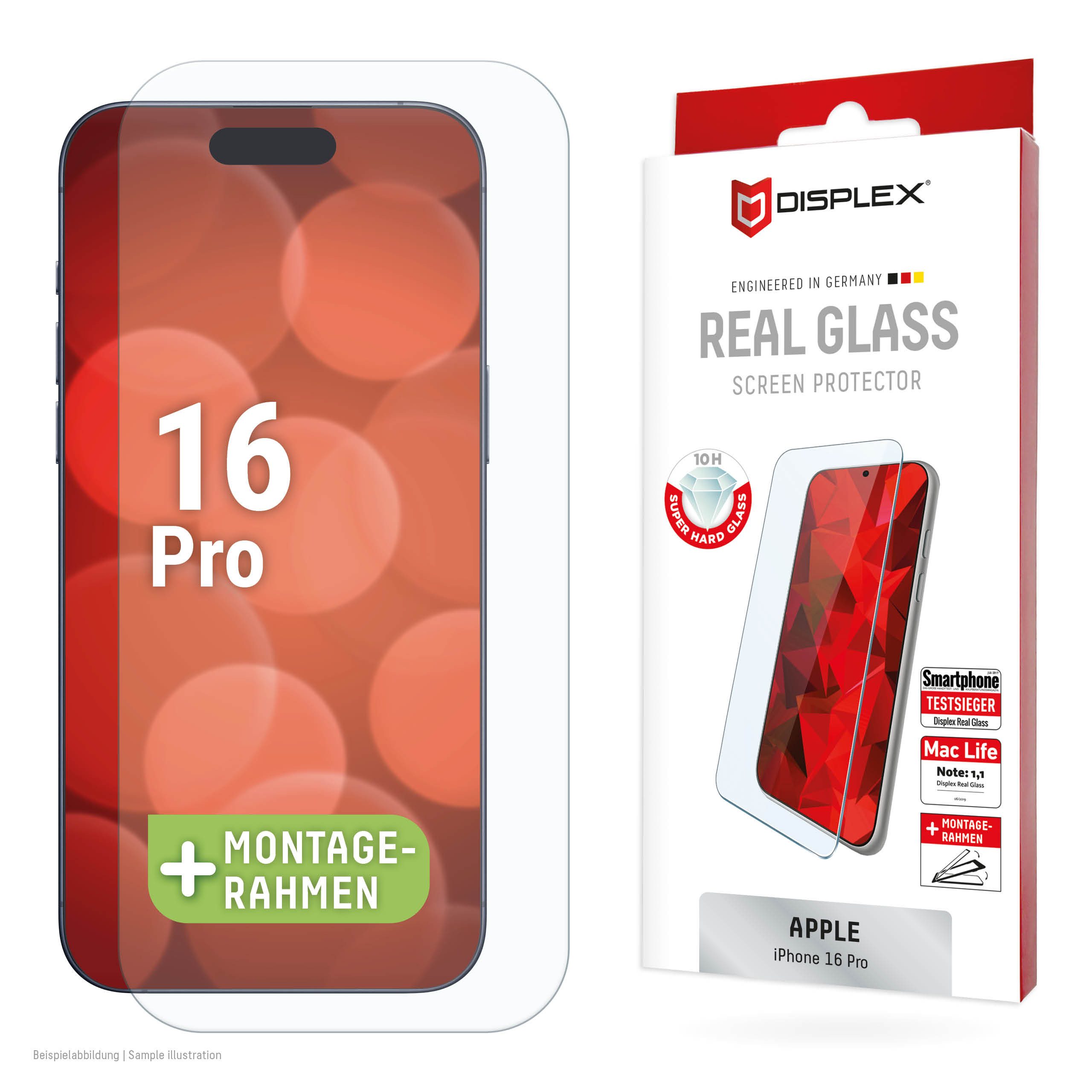 Displex Displayschutzglas DISPLEX Panzerglas Real Glass (2D) für iPhone 16 Pro