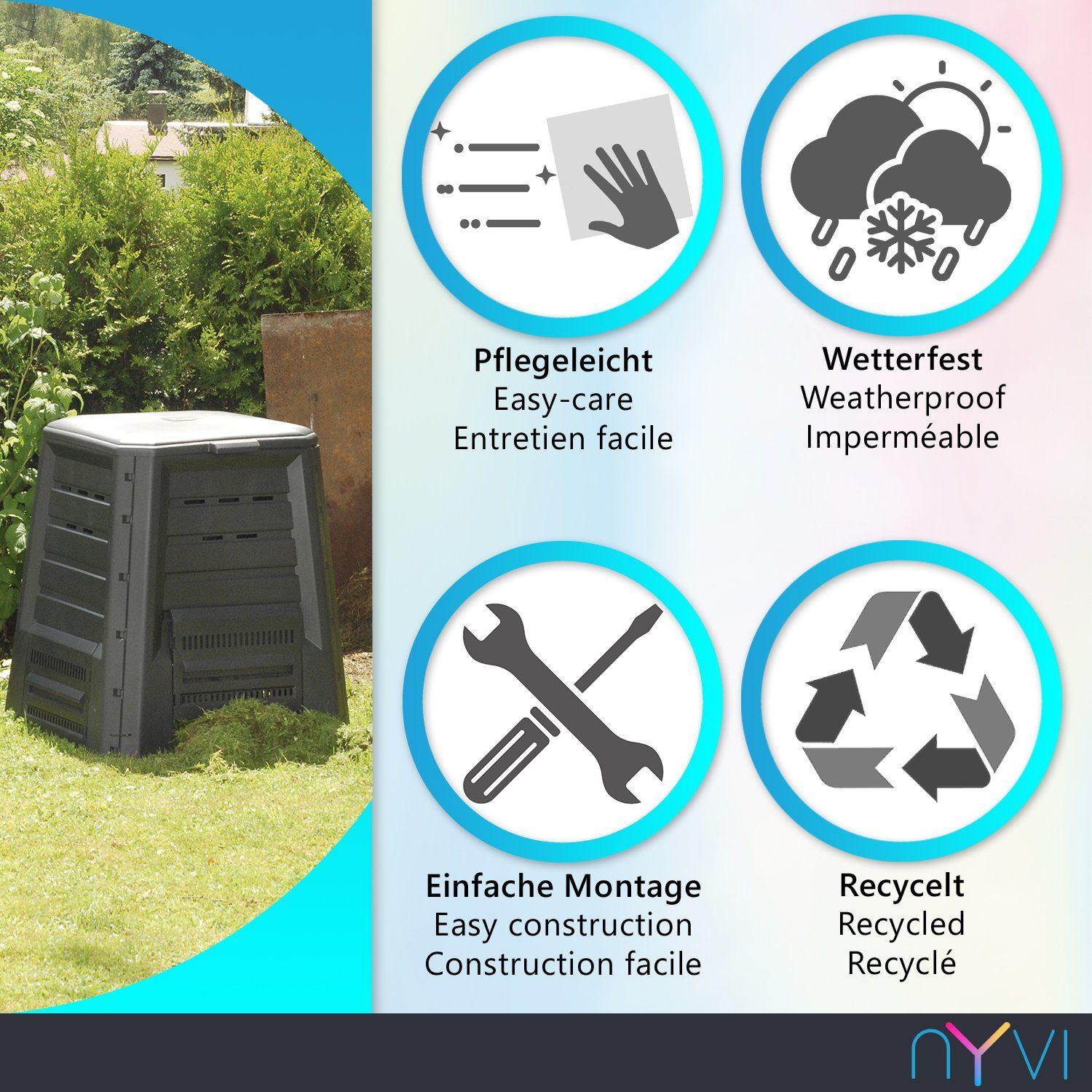 NYVI Komposter Gartenkomposter NYVIGreen 87x75x75 cm günstig online kaufen