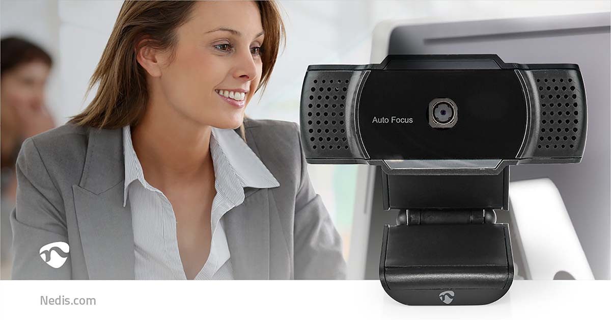 Nedis WCAM110BK Full HD-Webcam (webinare und meetings, 2k autofokus, stereo mikro, stativgewinde)