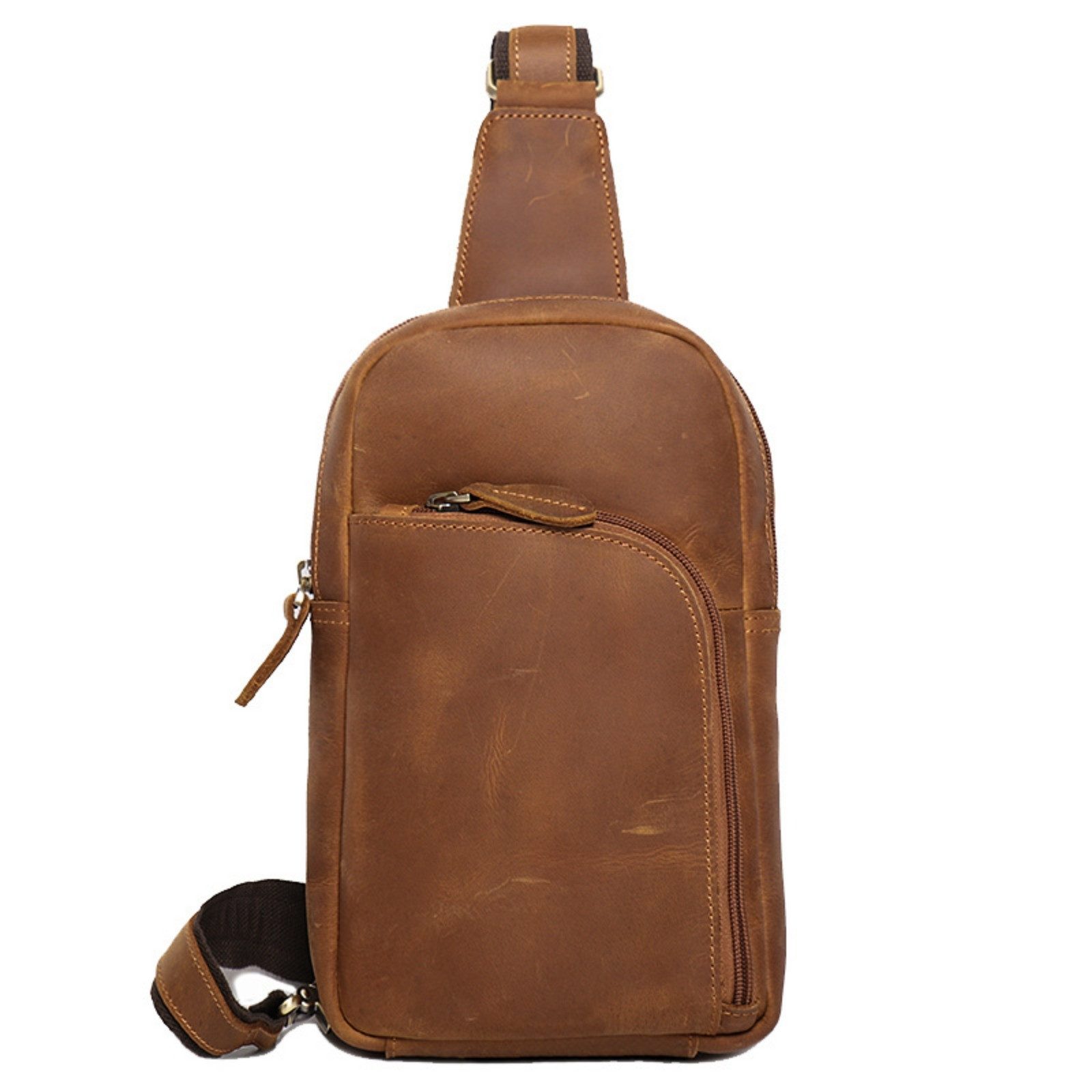Messenger Bag Herren Retro Ledertasche Sling Crossbody Brusttasche Umhängetasche