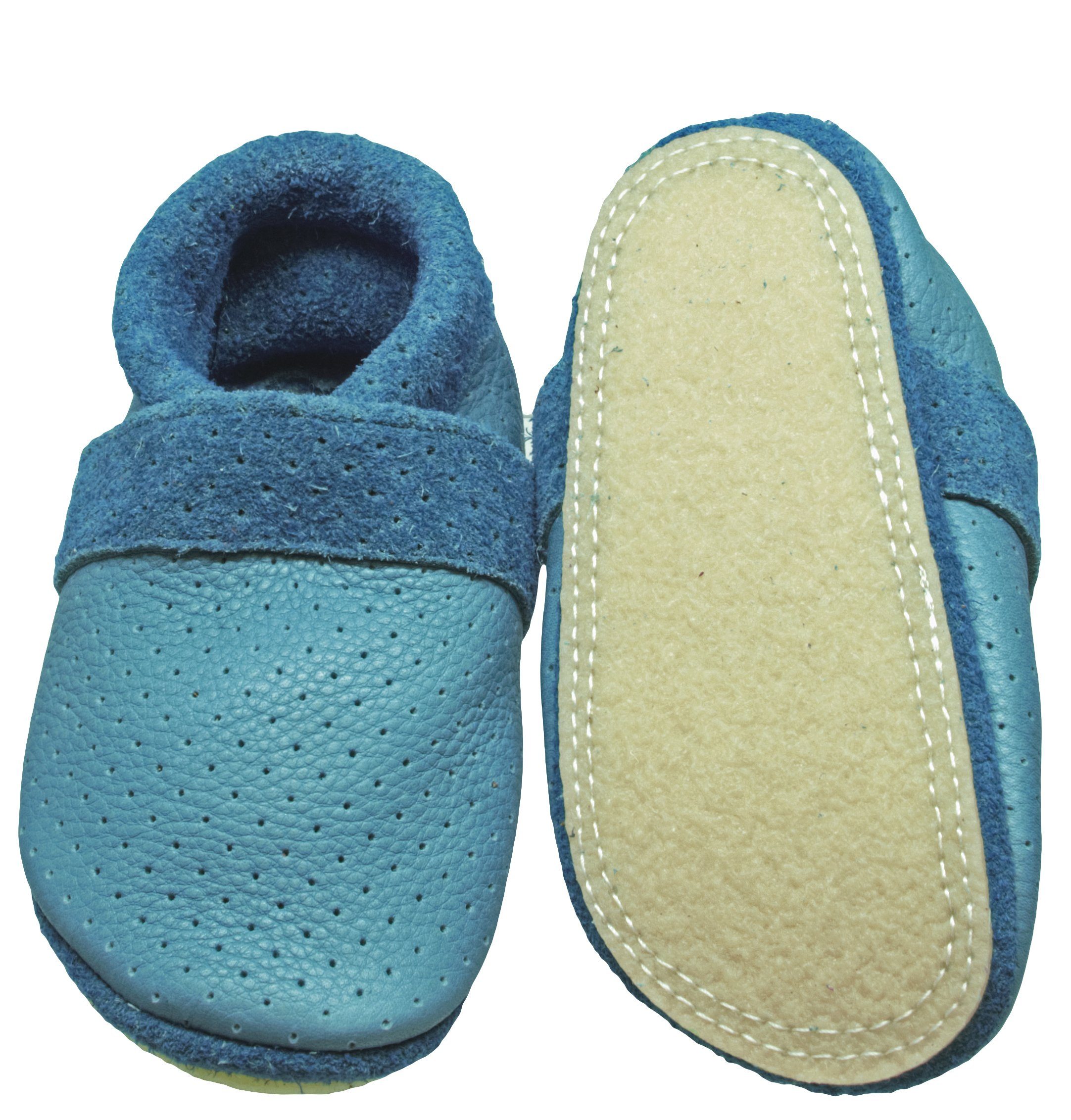 Pantolinos Krabbelschuhe Pantolinos Sommer Hausschuhe Ökoleder Türkis Krabbelschuh