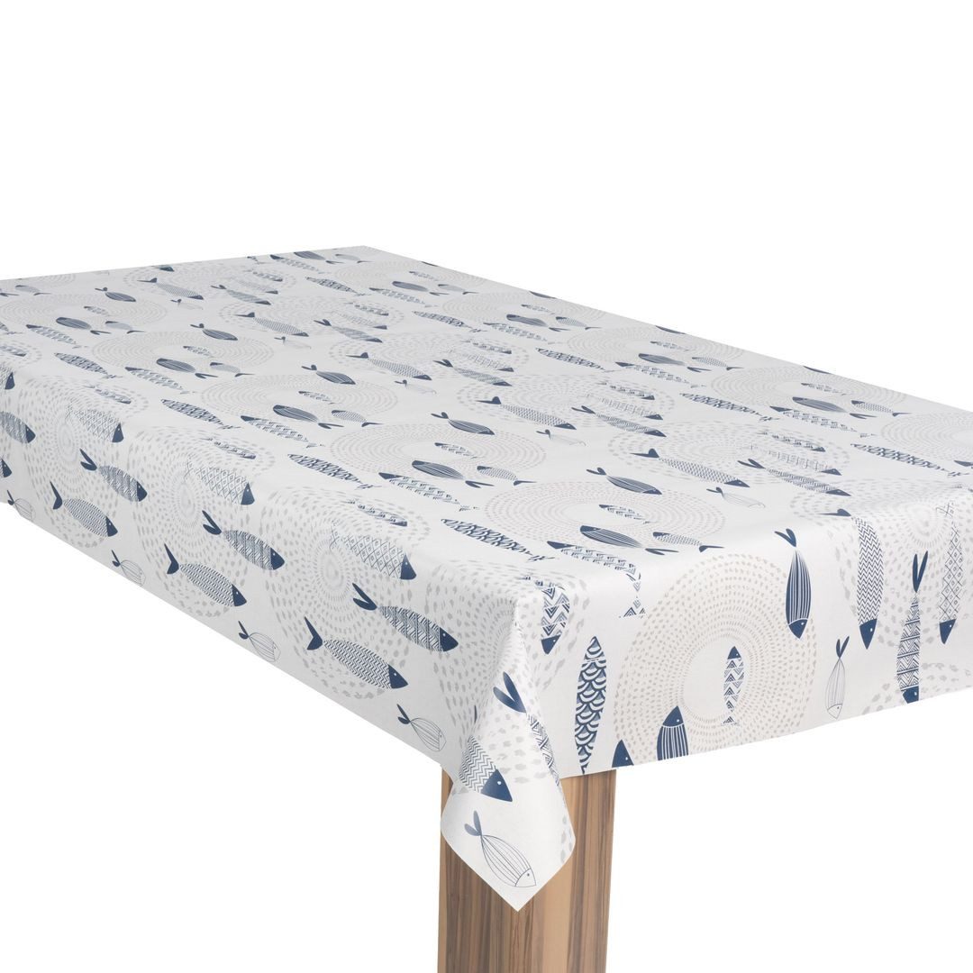 laro Tischdecke Wachstuch-Tischdecke Gartentischdecke Fische Nordsee Blau