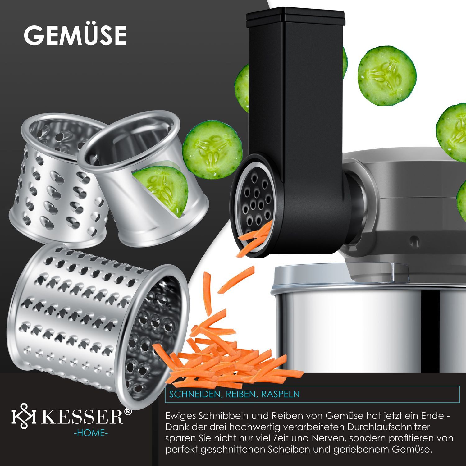 KESSER Küchenmaschine, Universal Küchenmaschine K-KM 3000 mit Fleischwolf Knetmaschine 5,5L