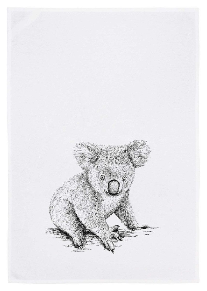17;30 Hamburg Geschirrtuch Koala, dunkelgrau, (1-tlg), 50x70cm, Siebdruck