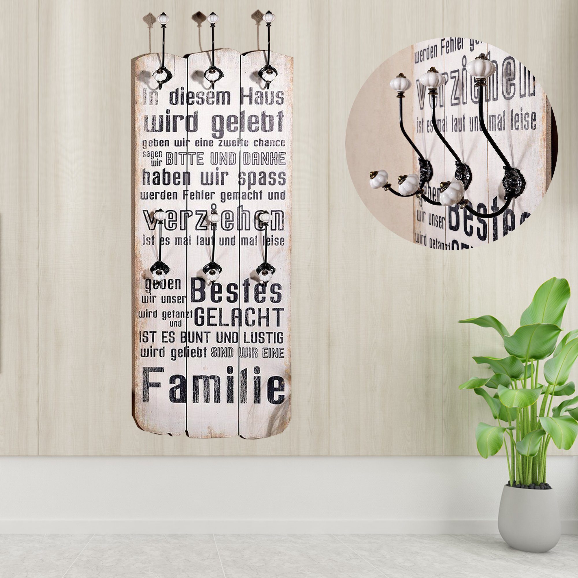 Melko Garderobe Garderobenpaneel Wandgarderobe mit 6 Haken Wandpaneel Flurg günstig online kaufen