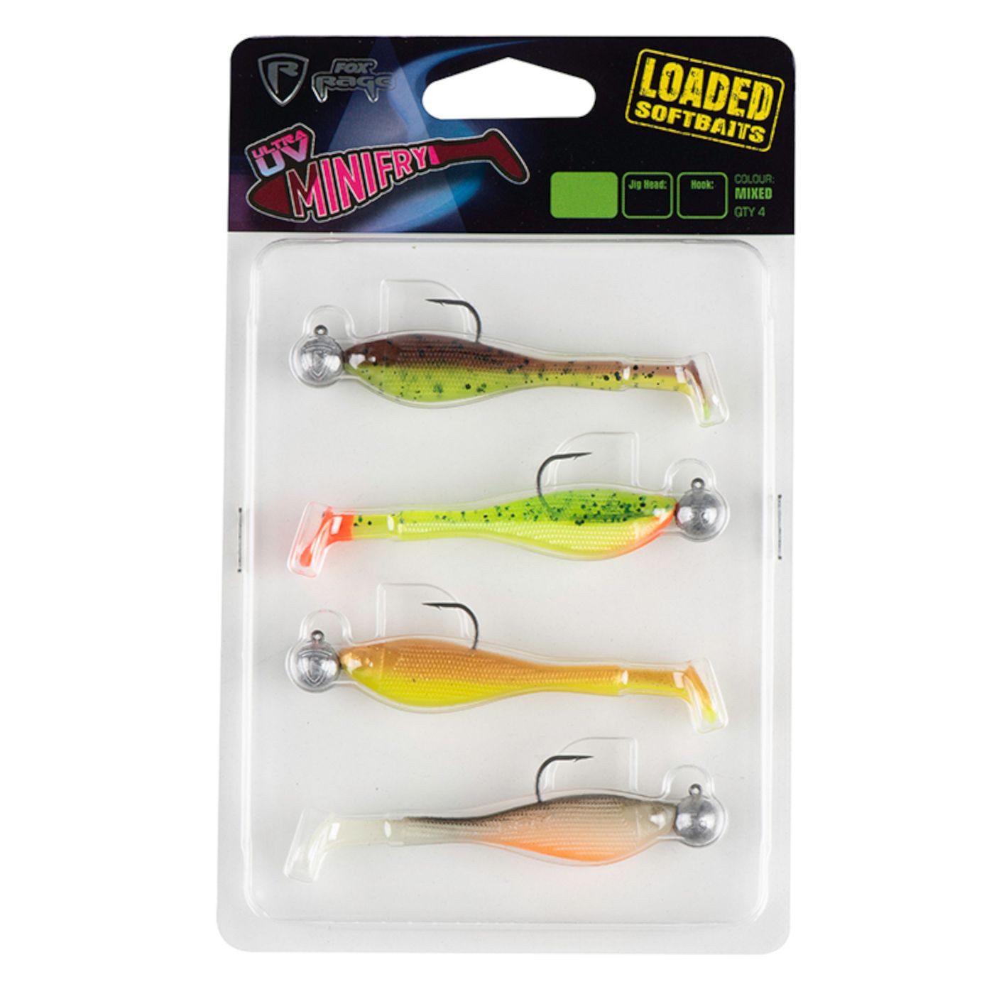 Fox Rage Kunstköder Fox Rage Mini Fry Mixed UV Colour Pack 7cm 5g 1/0 - 4 Gummifische
