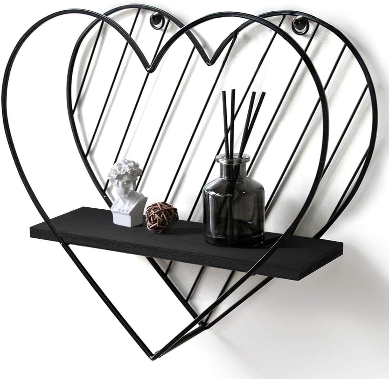 Holz Lichter Wandregal Herz Wandregal Holz Metall, Schweberegal Dekoregal B günstig online kaufen
