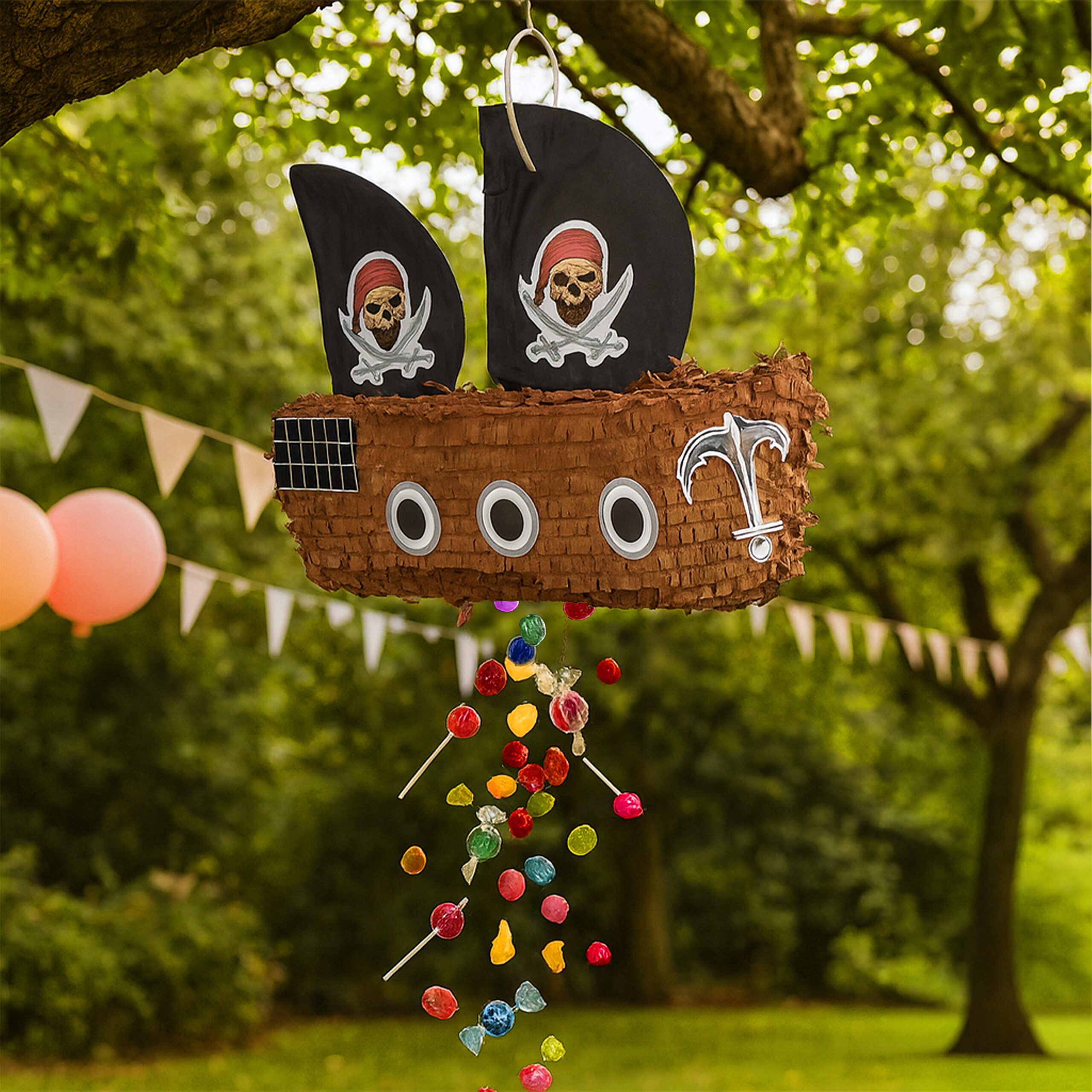relaxdays Pinata Set Piratenschiff Stab & Maske – Bild 2 von 5
