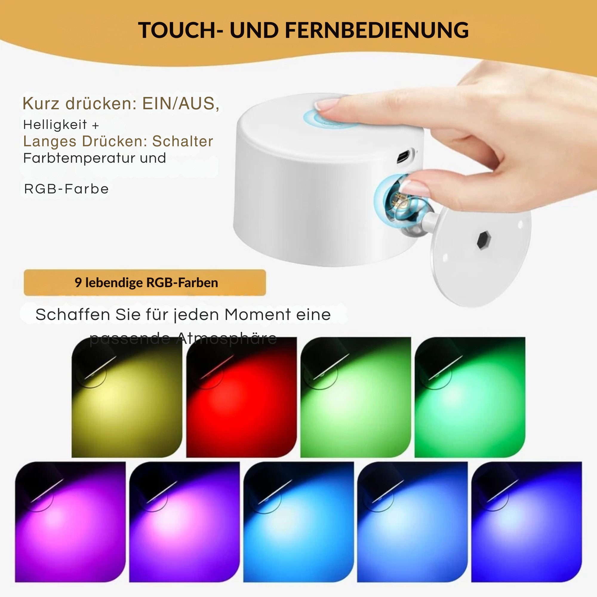 Vivitar LED Wandleuchte mit Akku, 360° drehbar, magnetische Befestigung, RG günstig online kaufen