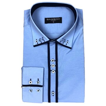 Baxboy Langarmhemd Baxboy Herren Hemd Kentkragen Hemden Slim Fit mit Kontrasten Farbe