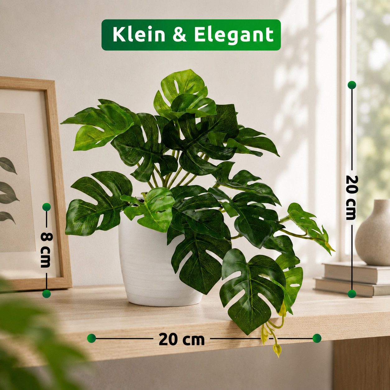 Kunstpflanze Künstliche hängepflanzen im Keramiktopf, Kunstpflanze hängend Efeu, Eukalyptus, Monstera, Zebrapflanze, PASCH – Bild 4 von 5