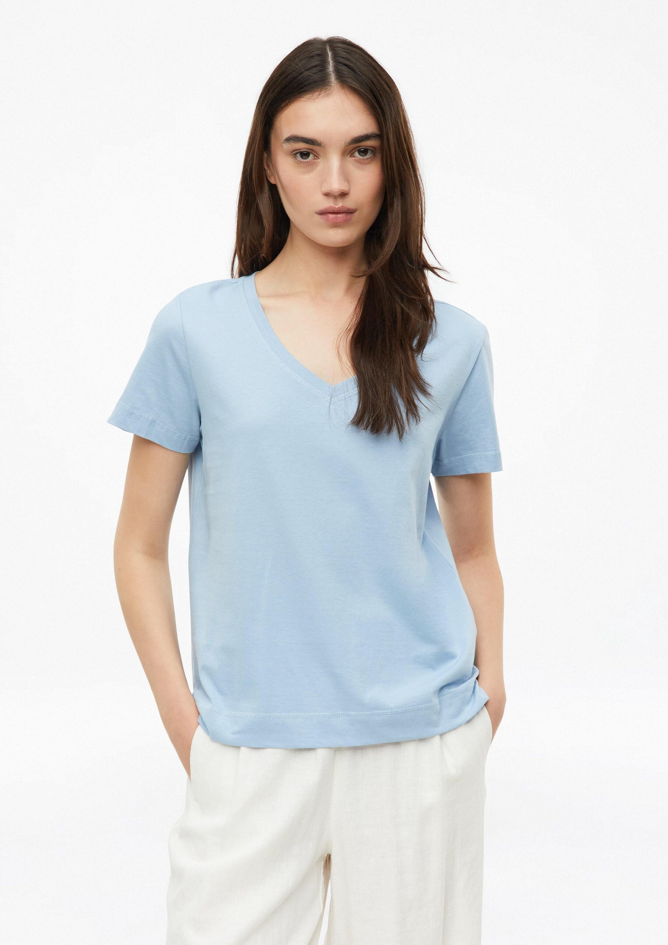 s.Oliver Kurzarmshirt T-Shirt Baumwollshirt mit V-Ausschnitt