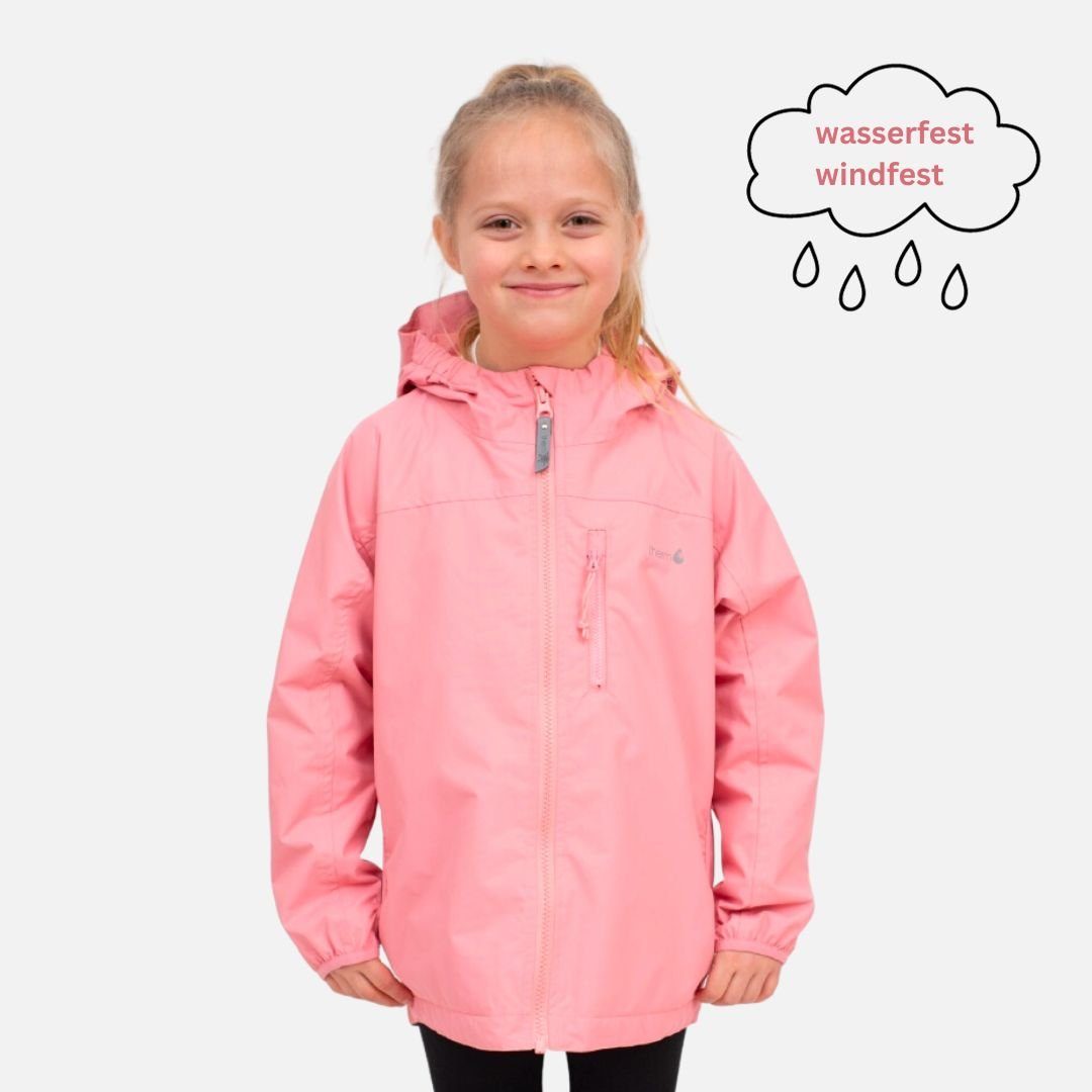 suebidou Regenjacke Rainshell Regenjacke mit eisblau und rosa Effekt Kapuze Magic Splash