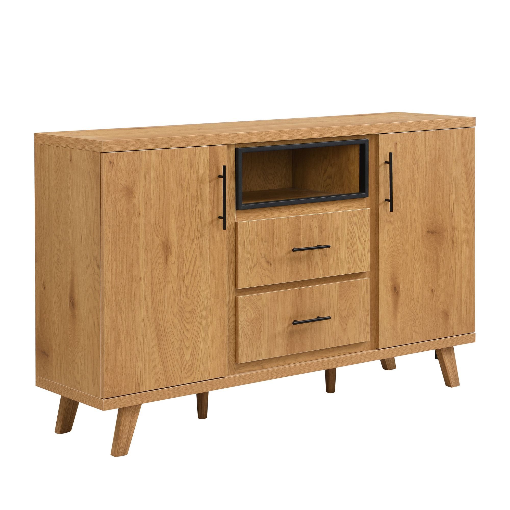 Wohnling Sideboard WL7.646 Kommode Eiche Dekor 150cm Standschrank Anrichte Flurschrank (Breites Aufbewahrungsmöbel für deine Utensilien), Heller Schrank mit viel Stauraum