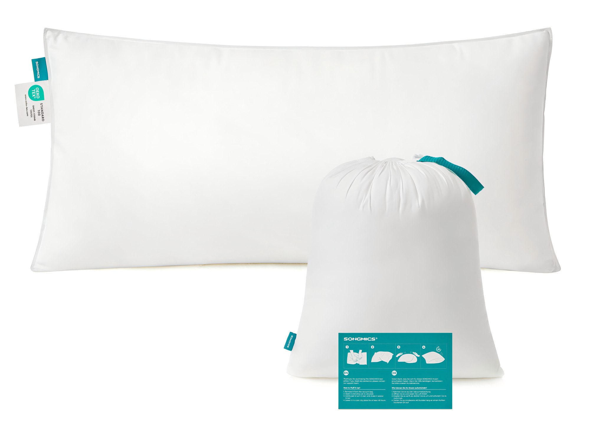 SONGMICS Kopfstützkissen Kopfkissen, 1-tlg., 1-tlg, 40 x 80 cm, Füllung 800 günstig online kaufen