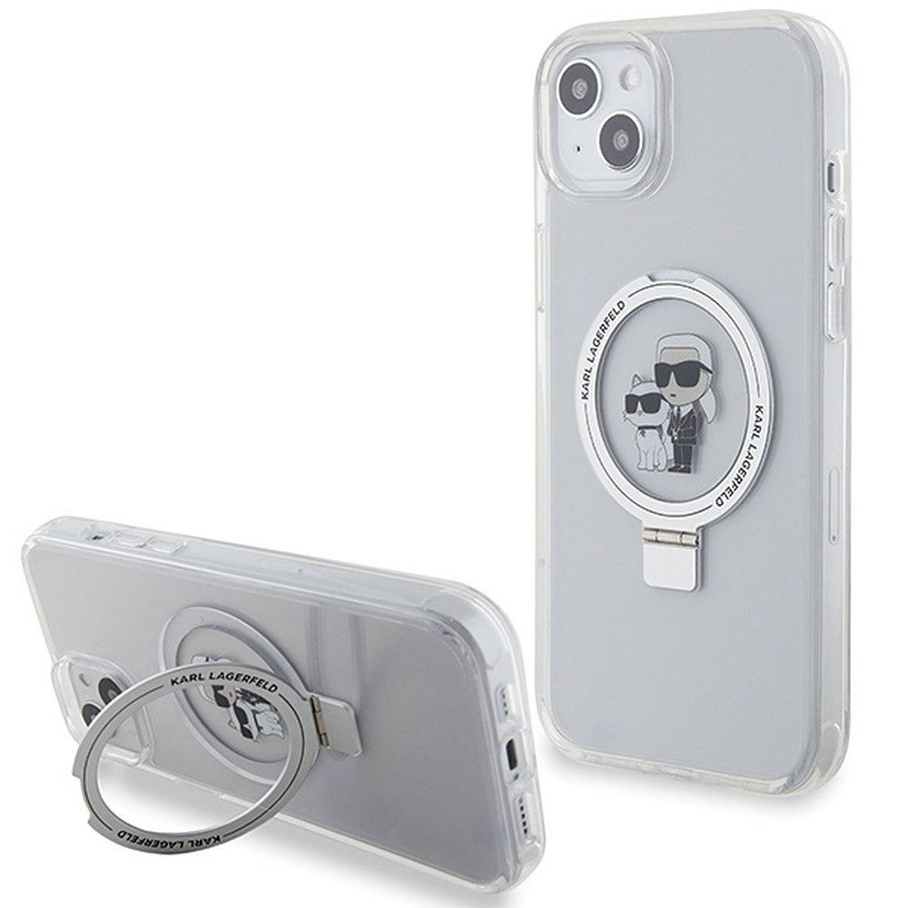 KARL LAGERFELD Handyhülle Schutzhülle Ringständer Handycover 6,7 Zoll, MagSafe, Ringständer, Hardcase, erhöhte Kanten