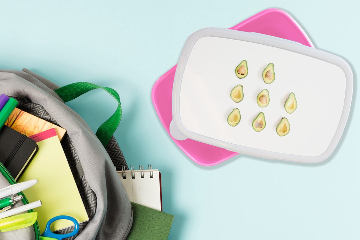 MuchoWow Brotdose Erwachsene, Grün Snackbox, - Lunchbox rosa Mädchen, Kunststoff, Brotbox für Tropisch, (2-tlg), Kinder, - Kunststoff Avocado