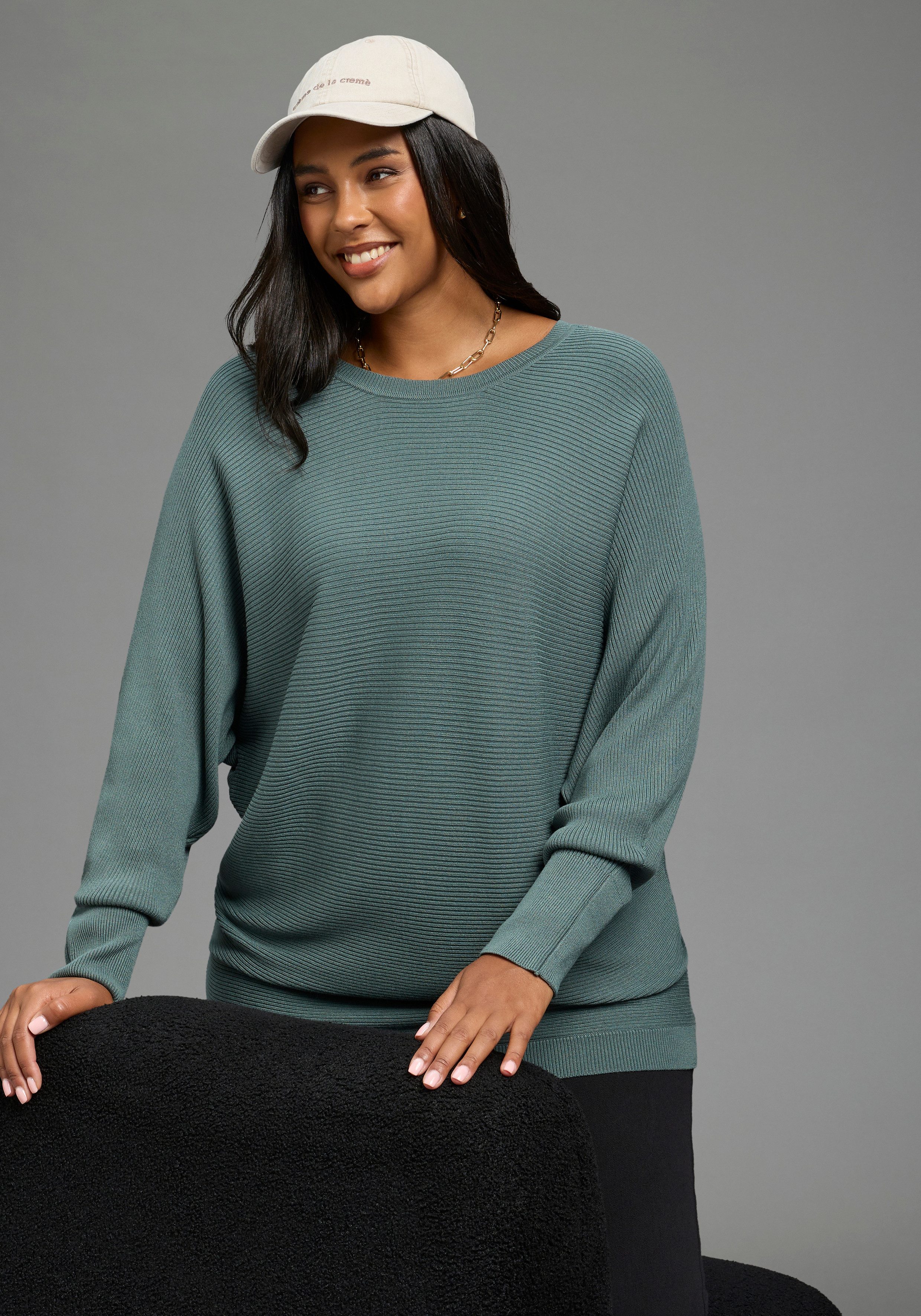 Laura Scott CURVE Strickpullover Große Größen mit Rippstrick, lässige Passform, auch in großen Größen