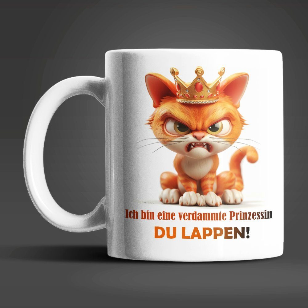 WS-Trend Tasse Katze Prinzessin witzige lustige Keramik Kaffeetasse Teetasse, Keramik, Geschenk
