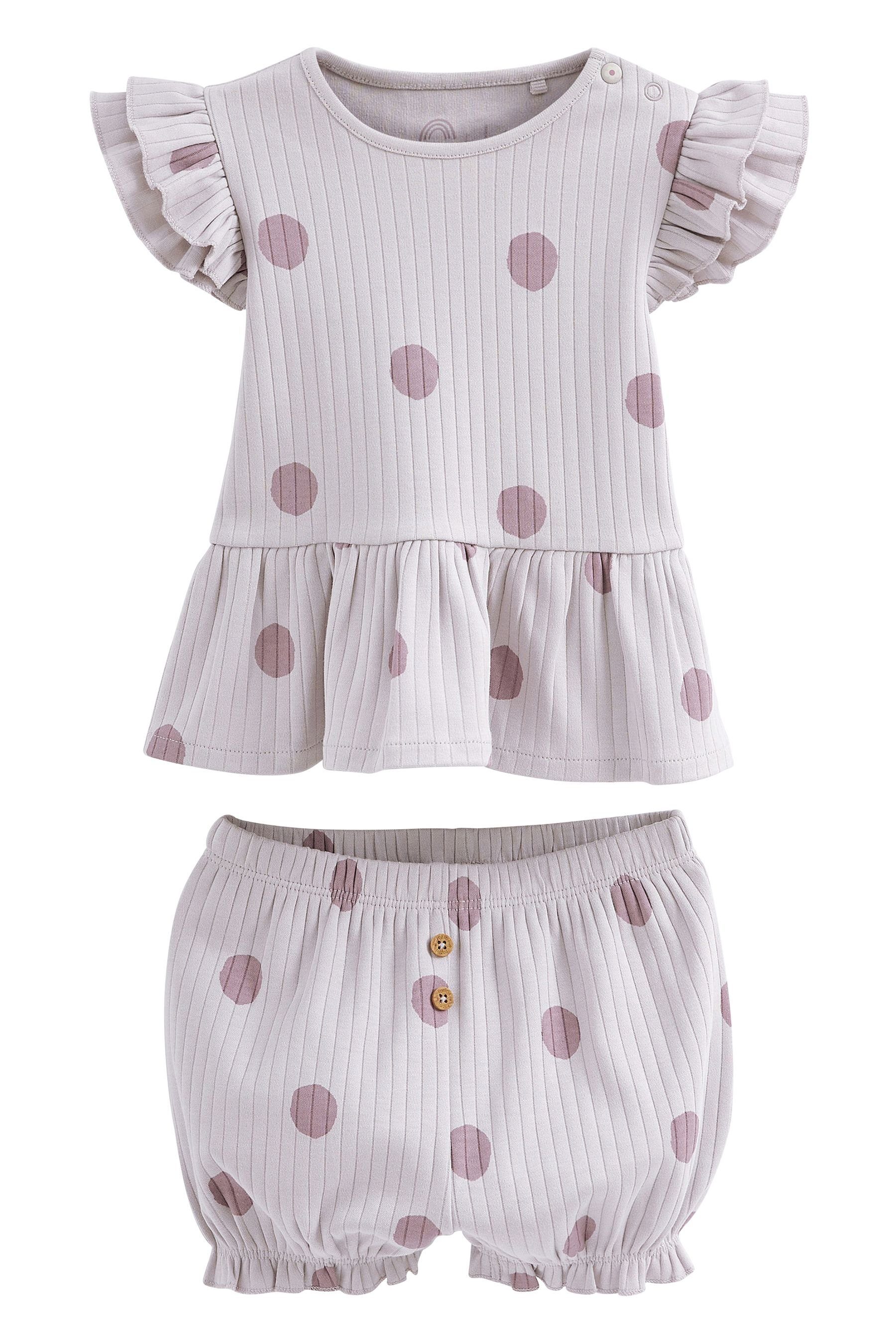 & 4-teiligen Next (4-tlg) Shorts Baby-T-Shirt Set Pink/Nerzfarben und T-Shirt Shorts im