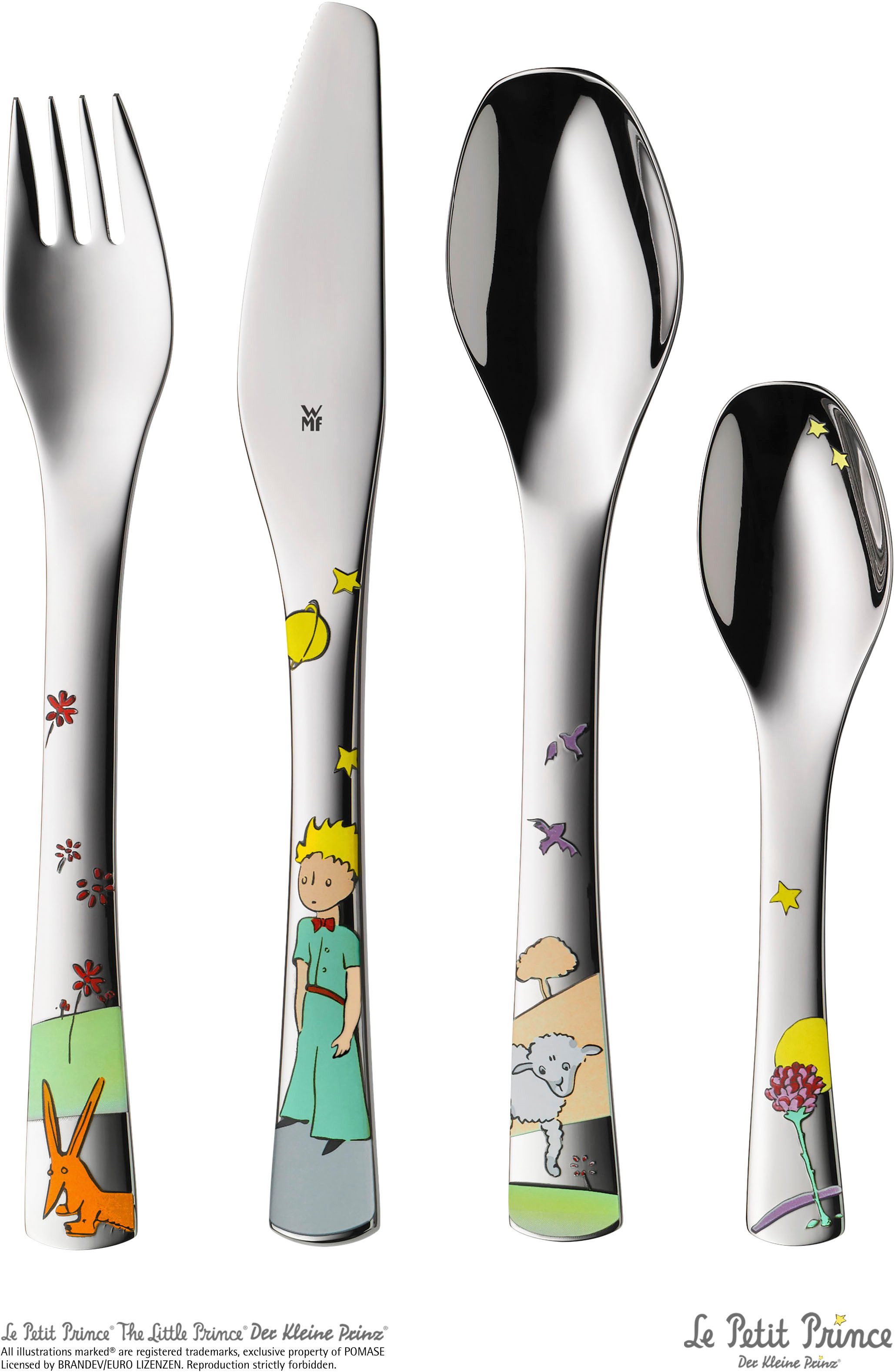 WMF Kinderbesteck Der kleine Prinz (4-tlg), 1 Personen, Cromargan® Edelstahl Rostfrei 18/10, ab 6 Jahren, hygienisch, säurefest