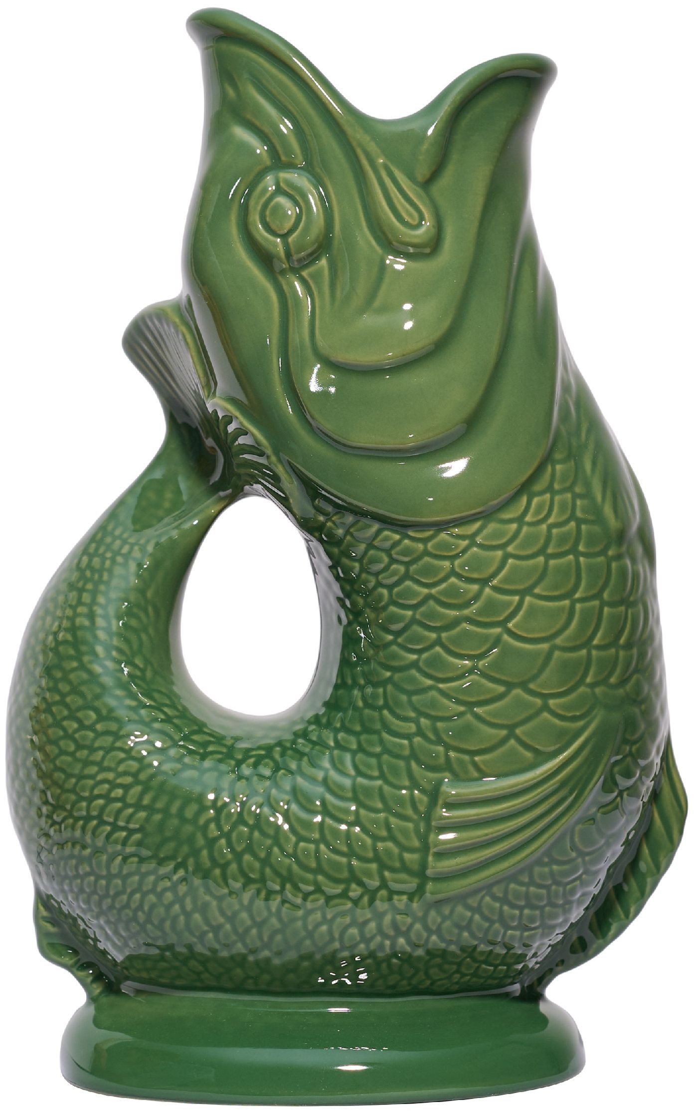 Gluckigluck Wasserkaraffe, (Original Gluggle Jug aus England), mit Gluckergeräusch, handgefertigt, ikonisches Fisch-Design, 1,2 L