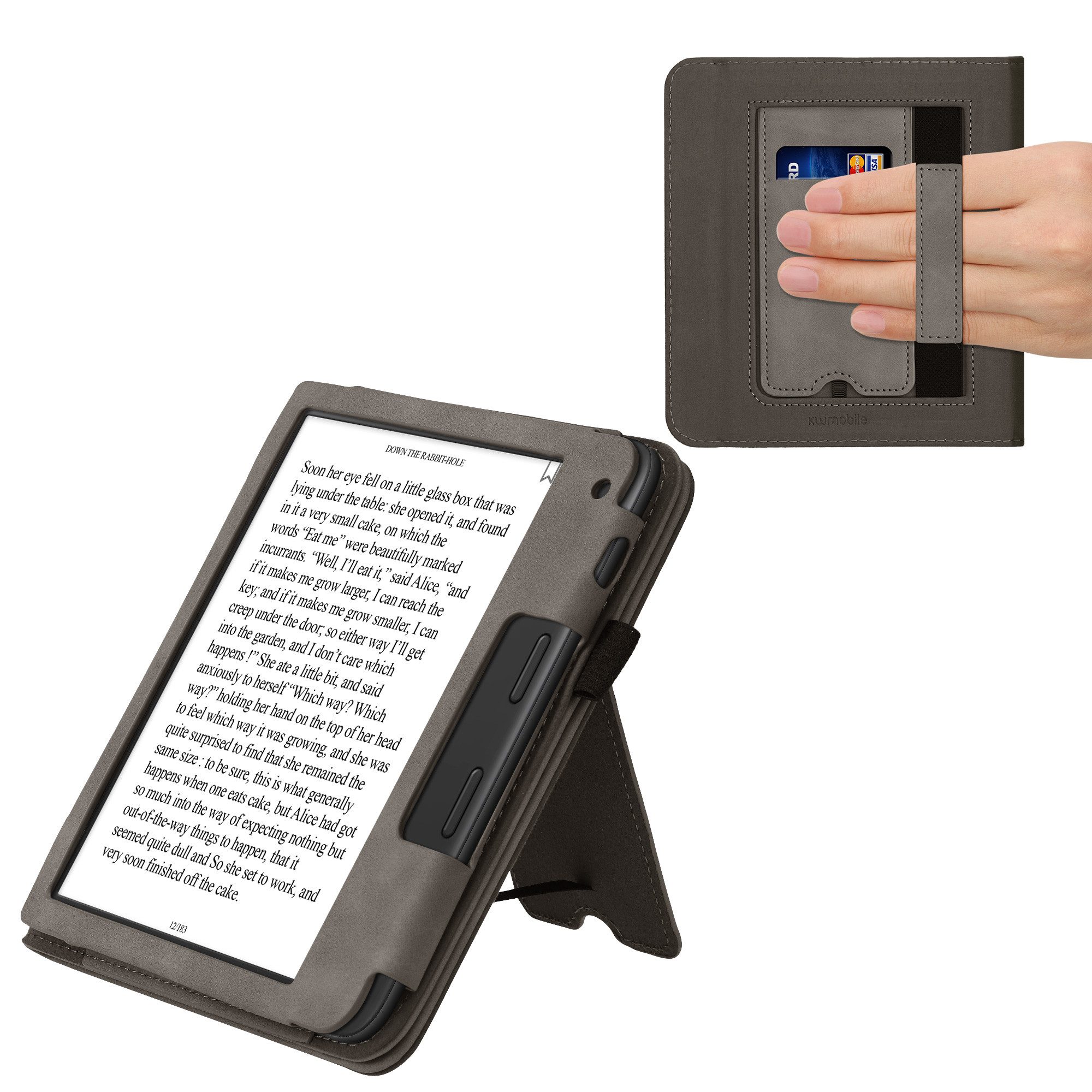 kwmobile E-Reader-Hülle Schutzhülle für Tolino Vision 6, Handschlaufe - Cover Travel Umriss Design