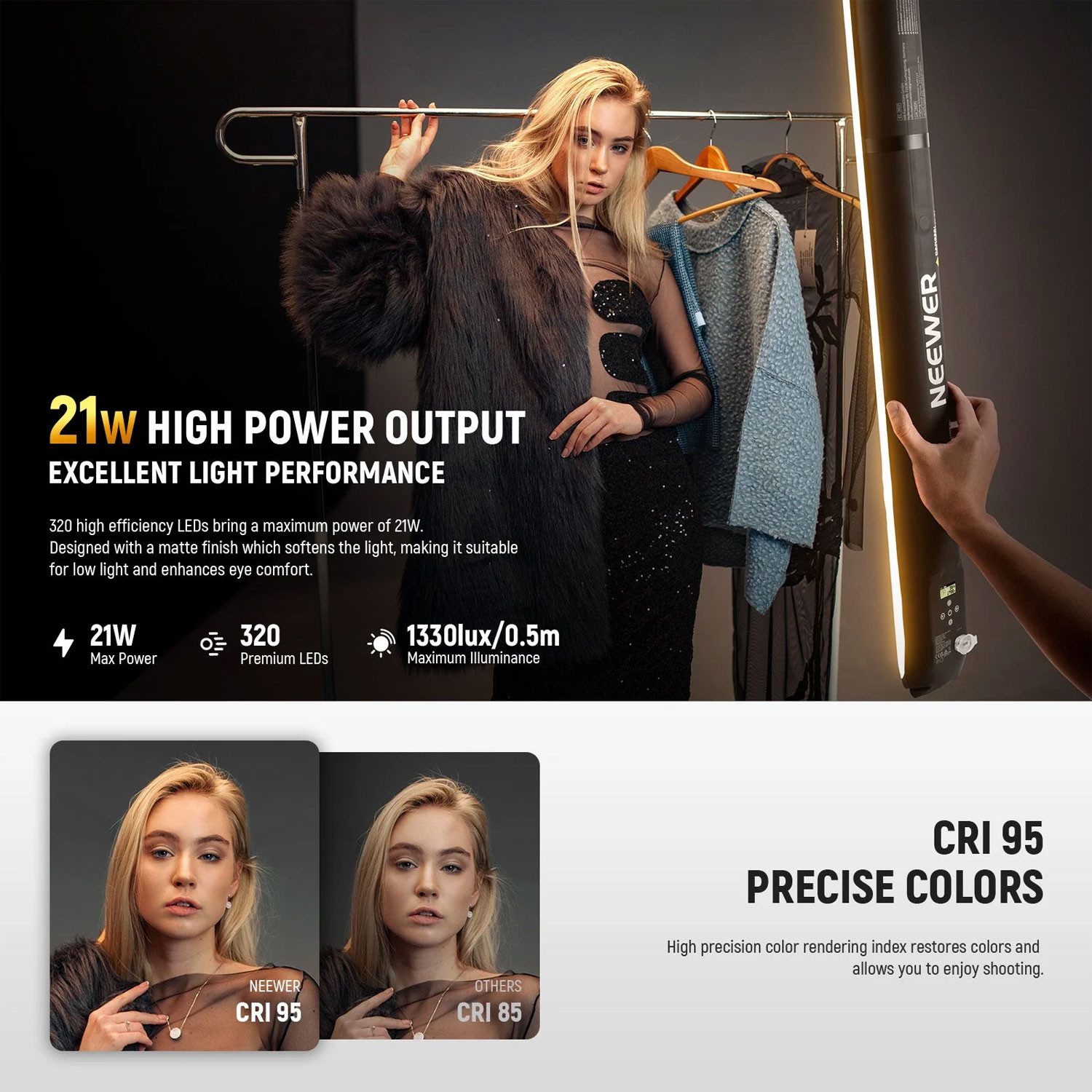 Neewer Videoleuchte Neewer Stablicht GC21B aufblasbare Bi-Color Leuchte mit Ladegerät, Vorteils-Set mit Ladegerät