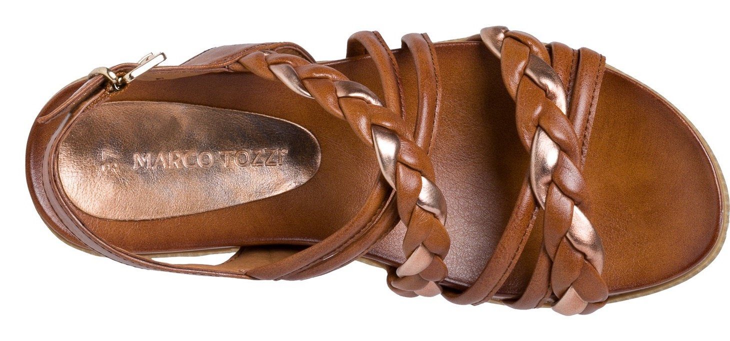 MARCO TOZZI Sandale mit schönen Metallic-Details cognac-goldfarben