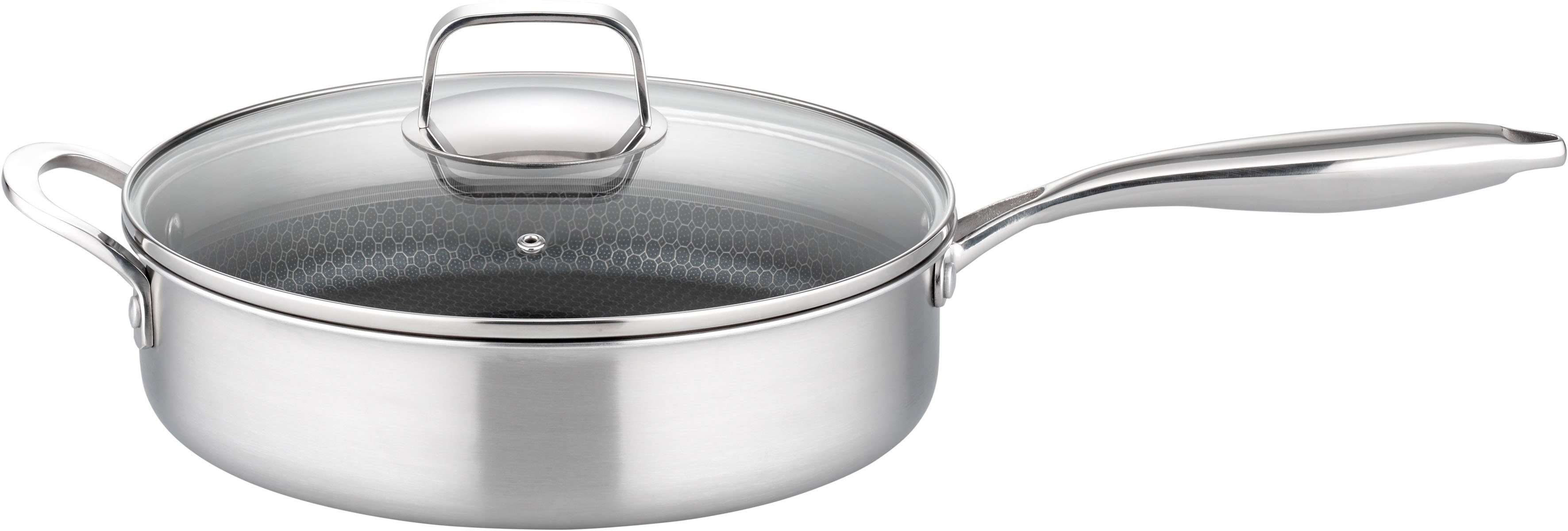 GSW Schmorpfanne Inoxxa Black Ø 28 cm, Edelstahl, Dreischicht-Material, Antihaft-Versiegelung, Wabenstruktur, Induktion