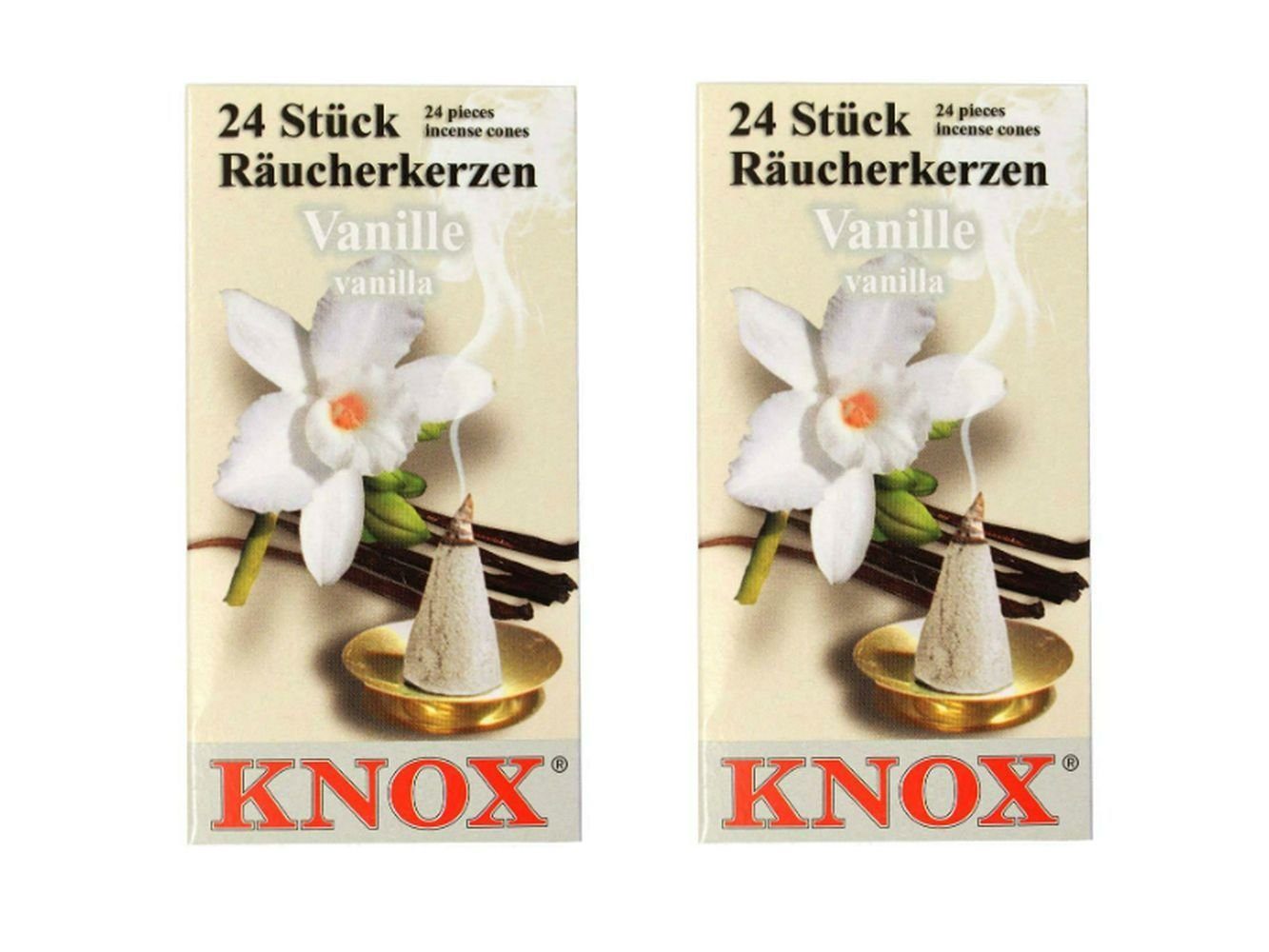 KNOX Räucherkegel 2 Päckchen Räucherkerzen- Vanille - 24er Packung