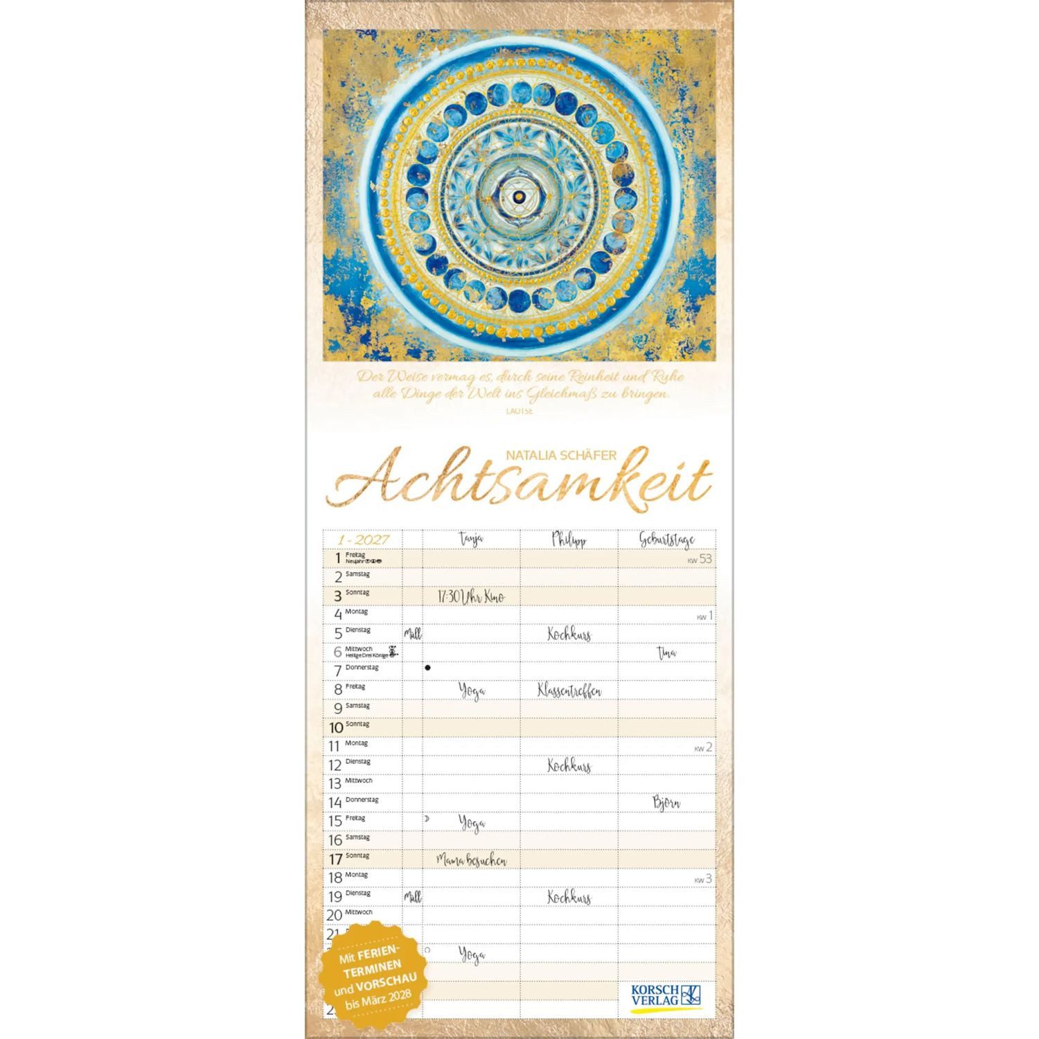Korsch Verlag Wandkalender Achtsamkeit Timer für 2 2027