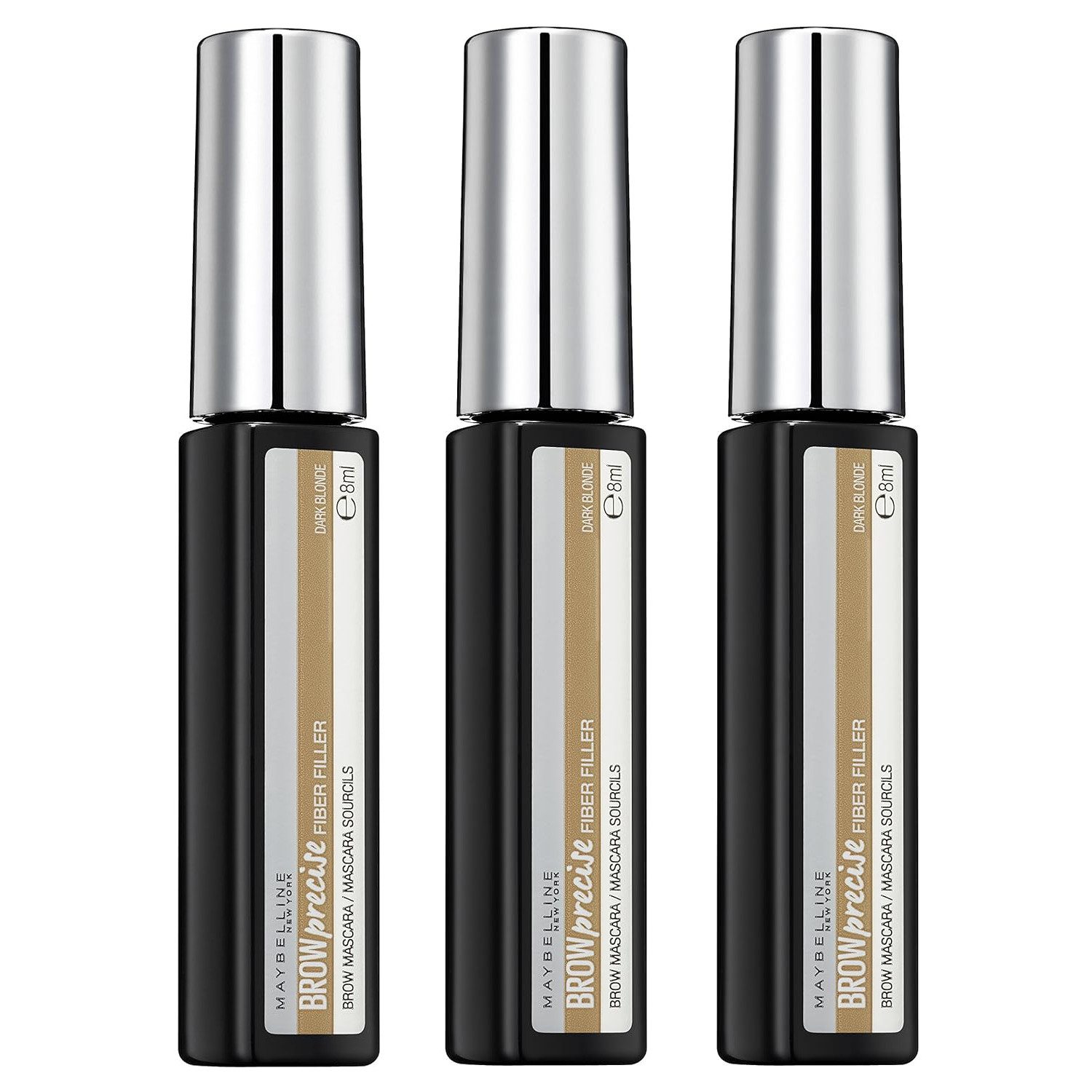 MAYBELLINE NEW YORK Mascara Mascara Brow Precise Fiber Filler 02 Dark Blonde 02 - 8ml, - 3erPack
