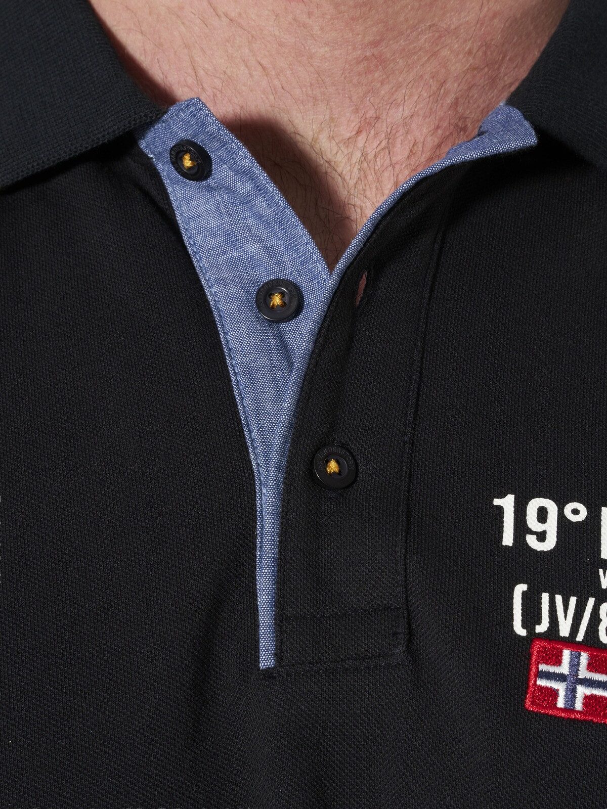 Jan Vanderstorm Langarm-Poloshirt LOKI mit Flachstrickkragen – Bild 4 von 5