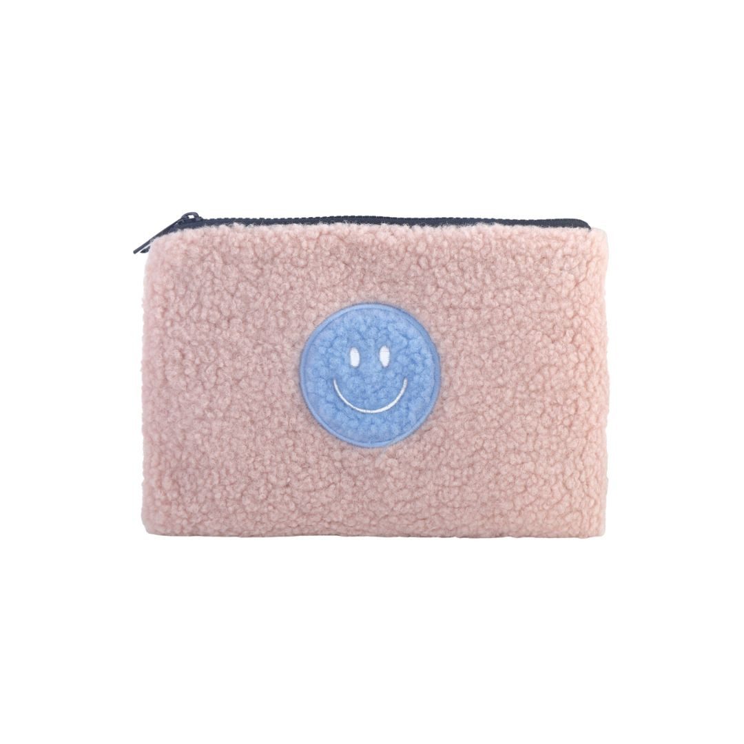 suebidou Kosmetiktasche Make Up Tasche mit Teddyfell und Smily Kulturtasche Etui für Damen, Teddyfell, modische Цвета(ов)