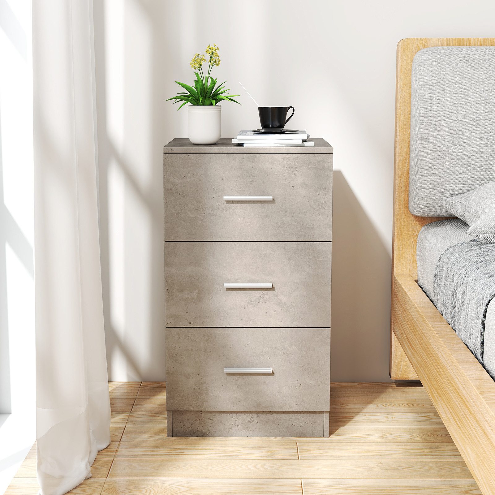 COSTWAY Nachttisch (1-St), mit 3 Schubladen, Büroschrank Beistelltisch 37x3 günstig online kaufen