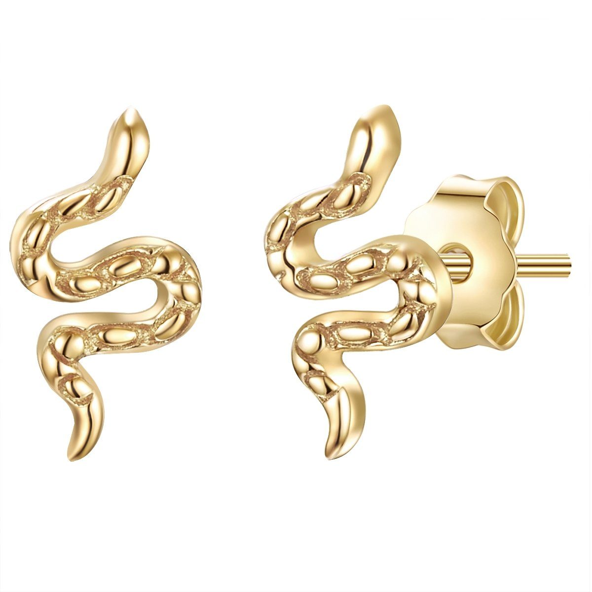 Paar Ohrstecker Schlange gelbgold