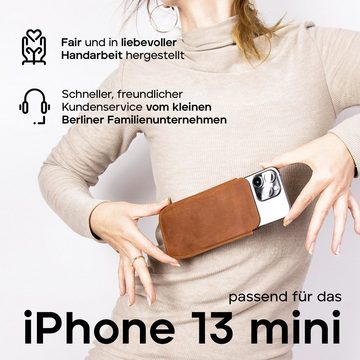 wiiuka Handyhülle sliiv MORE Hülle für iPhone 13 mini / 12 mini, Tasche Handgefertigt - Echt Leder, Premium Case