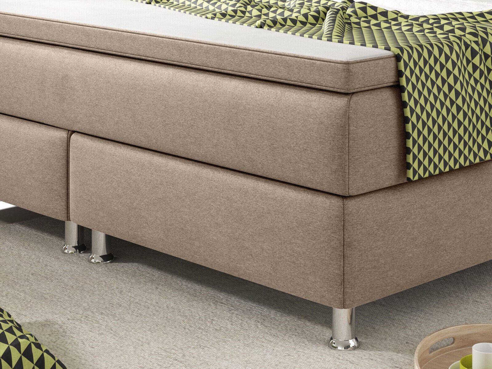 Homeline Boxspringbett 180x200 Boxspringbett mit Matratze 180 × 200 cm mit Toper wählbar (Boxspringbett Set, 5-St., Komplettes Box Springbett), Mit Toper – Bild 5 von 5