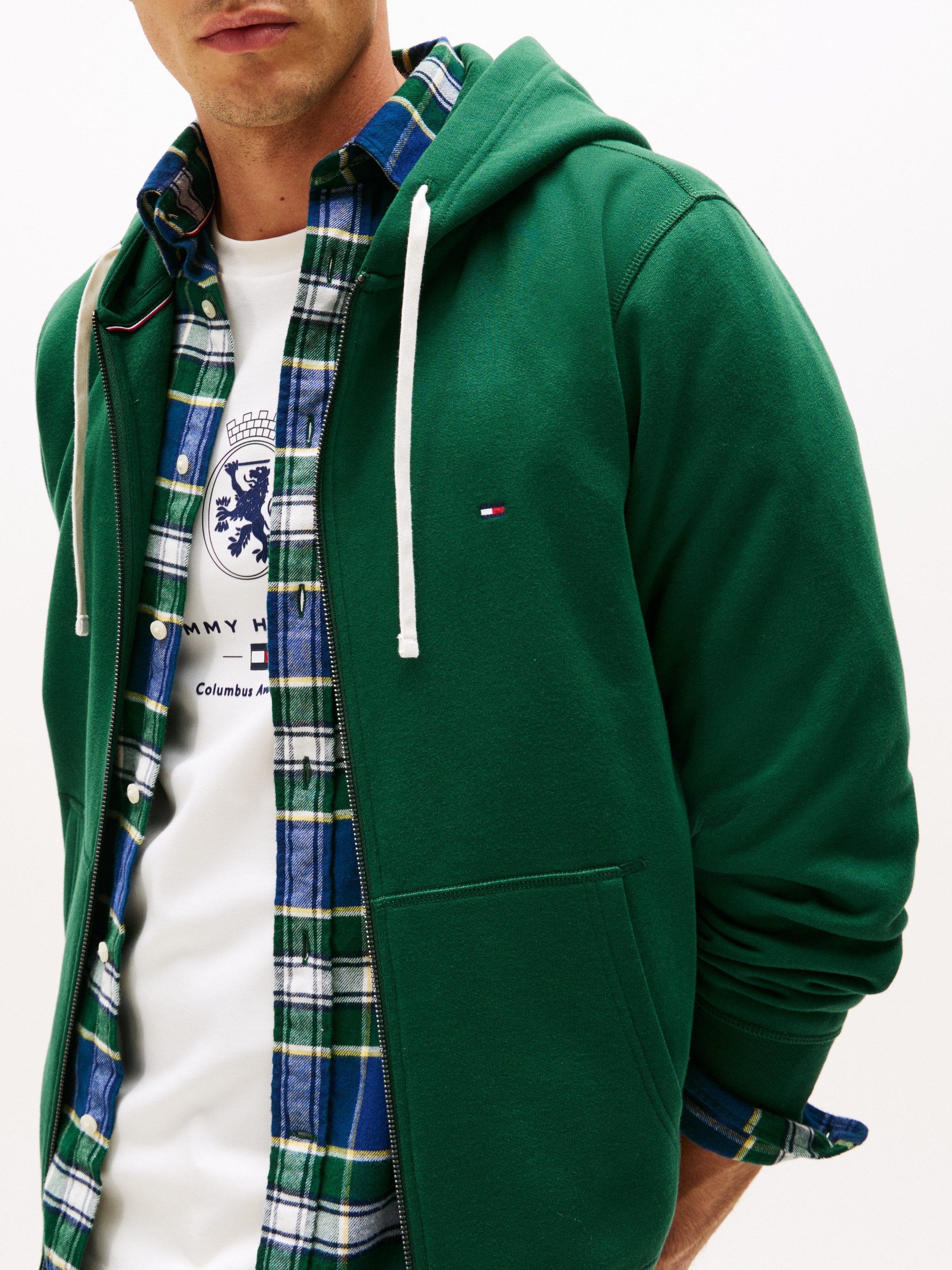 Tommy Hilfiger Kapuzensweatjacke ESSENTIAL FLEECE ZIP THROUGH kleine Logost günstig online kaufen