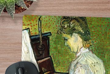 MuchoWow Gaming Mauspad Marguerite Gachet am Klavier - Vincent van Gogh (1-St), Mousepad mit Rutschfester Unterseite, Gaming, 40x40 cm, XXL, Großes