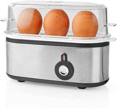 TronicXL Eierkocher Eierkocher für 3 Eier mit Messbecher Mini Edelstahl silber klein