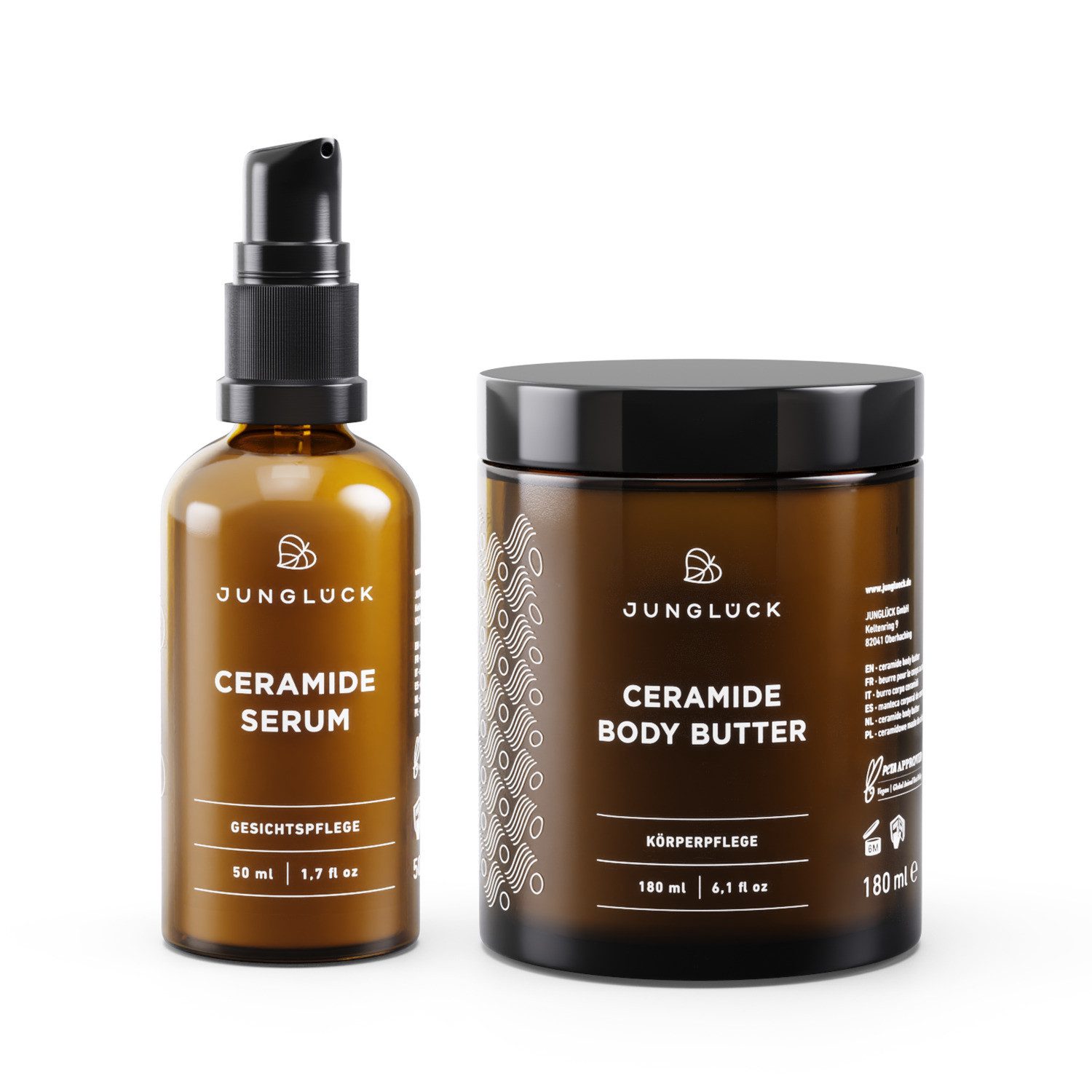 JUNGLÜCK Hautpflege-Set Hautschutz Kombi, 1-tlg., deine Kombi aus Ceramide Serum und Ceramide Body Butter