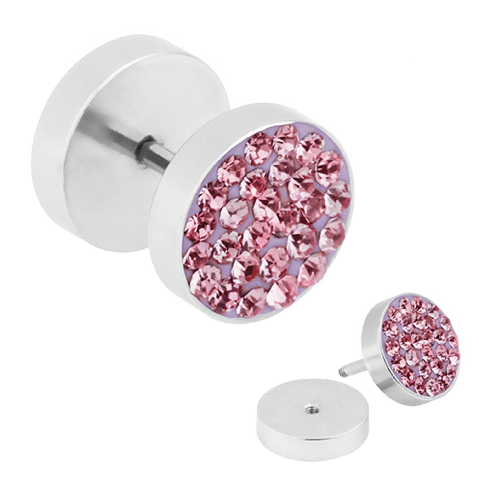 Taffstyle Piercing-Set Fake Piercing Ohr Plug mit Zirkonia, Runde Ohrring Fake Ohr Flesh Tunnel Ohrpiercing Platte Strass Kristall