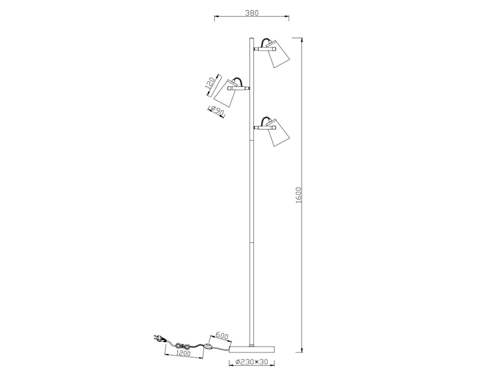 TRIO Leuchten LED Stehlampe, LED wechselbar, Warmweiß, Große Leselampe Lampenschirm Schwarz Gold-en mehrflammig, Höhe 160cm
