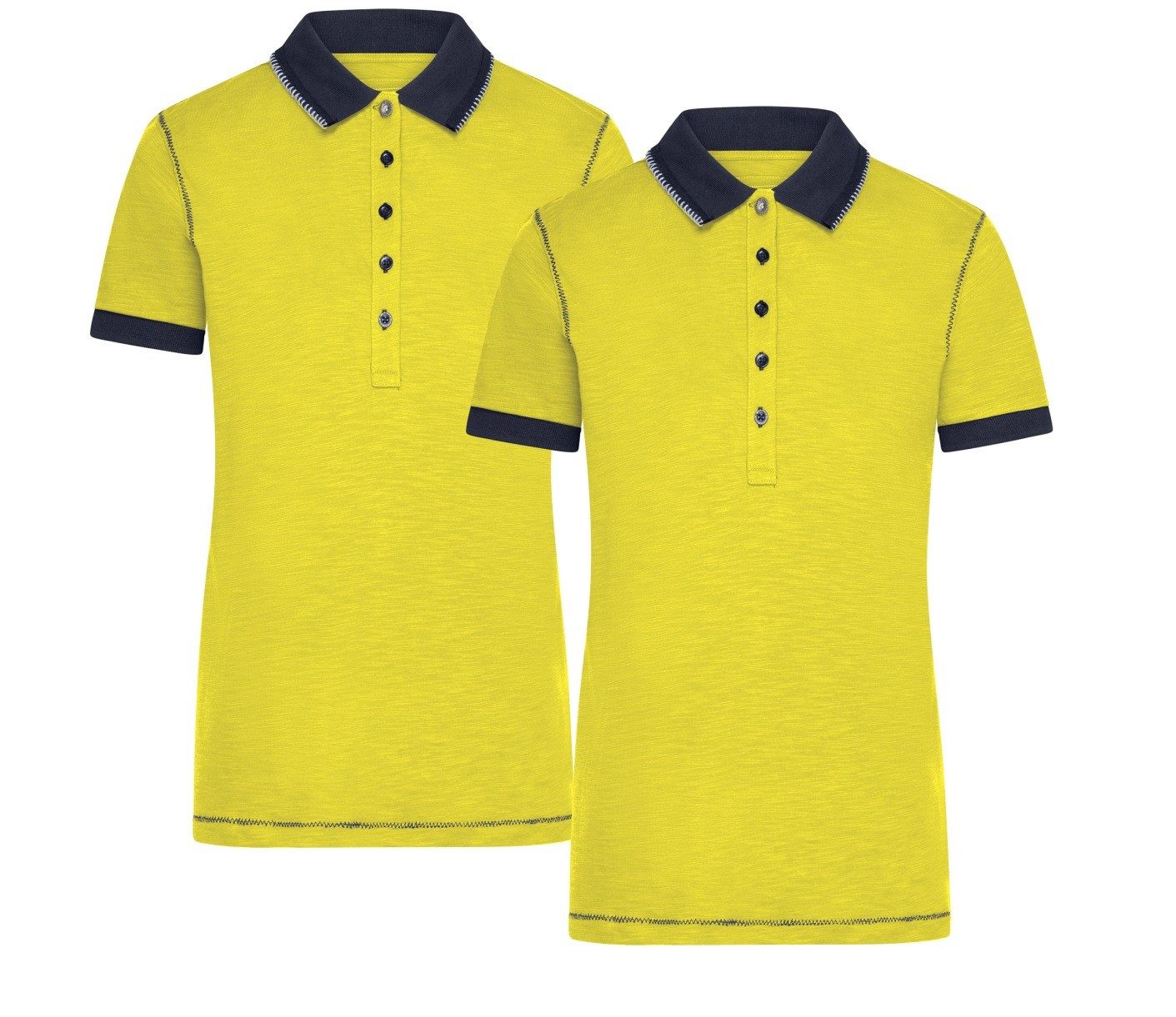 James & Nicholson Poloshirt Doppelpack Damenpoloshirt in trendiger Slub Qualität Urban Polo JN979 (Spar-Set, 2er-Pack) Hochwertiger Single Jersey aus Flammgarn