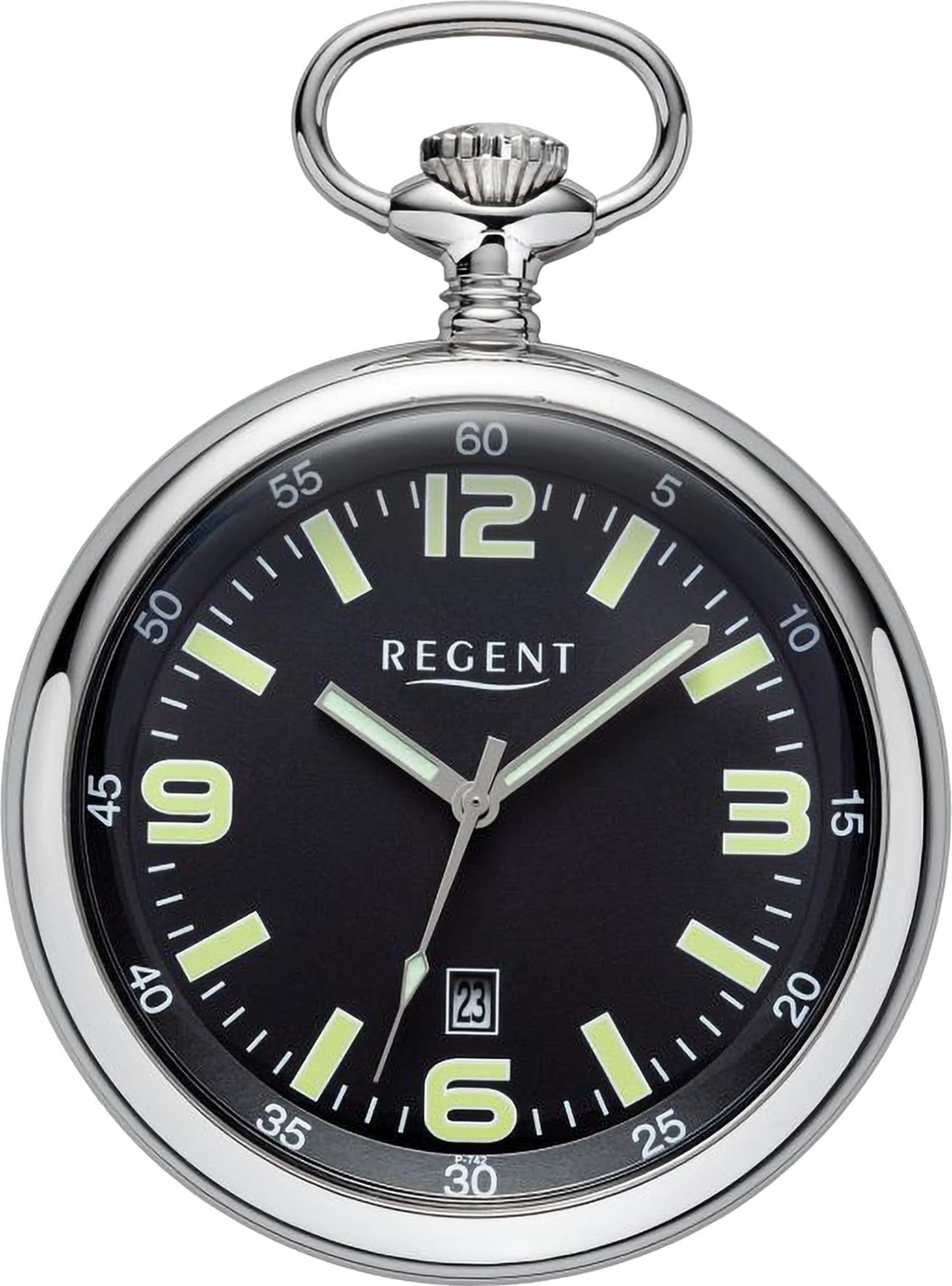 Regent Taschenuhr Regent Herren Taschenuhr Analog Gehäuse, (Analoguhr), Herren Taschenuhr rund, extra groß (ca. 50mm), Edelstahl, Elegant