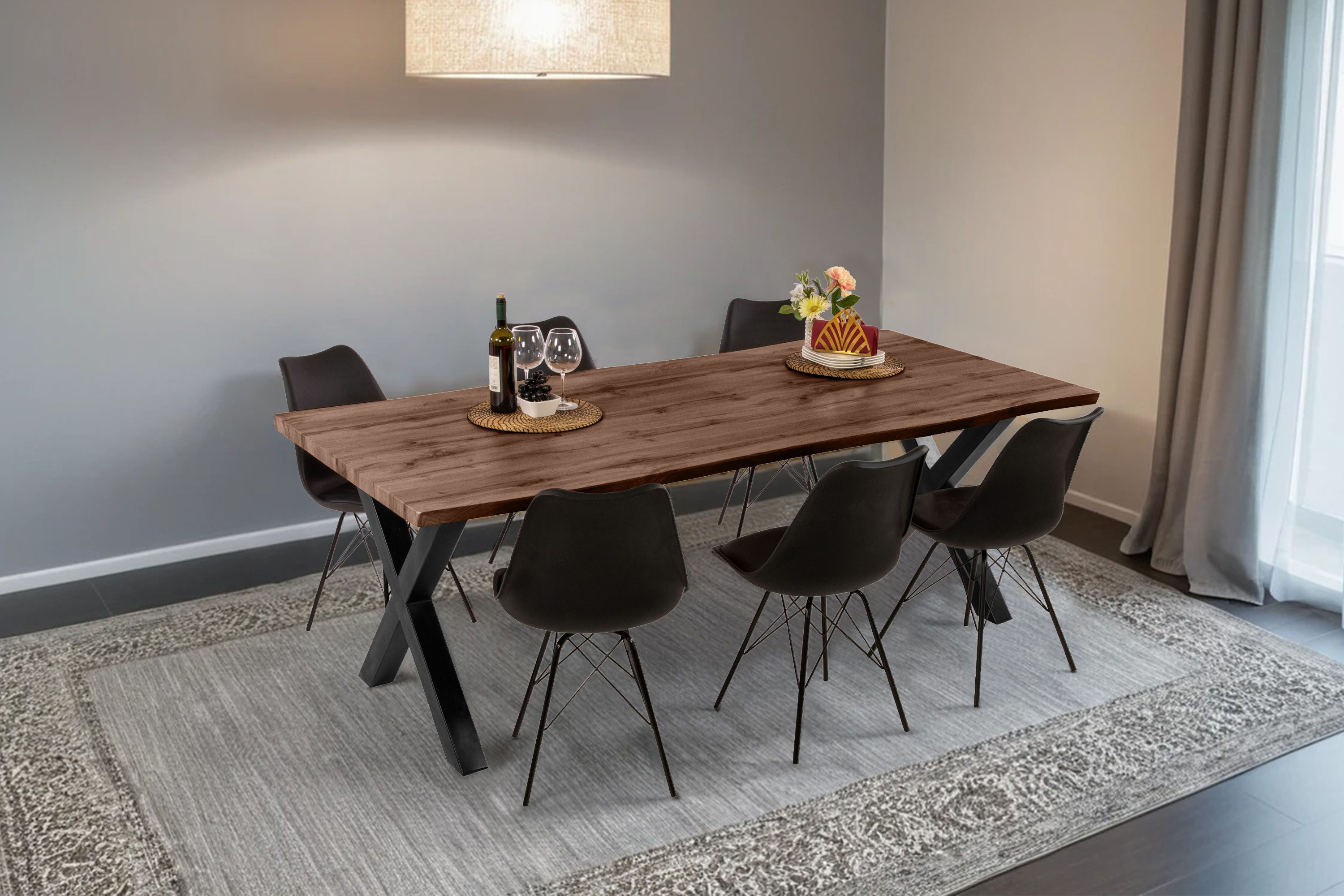 Loreno® Esstisch Josy, Nussbaumholz, Baumkante, MDF-Platte, günstig online kaufen